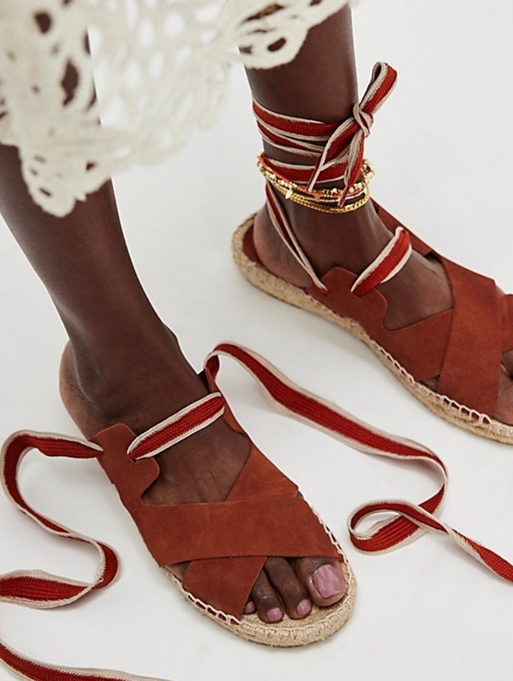 Palomita's Espadrille Ankle-Tie Sandals in Rust Red Size 10 New - Picture 3 of 11